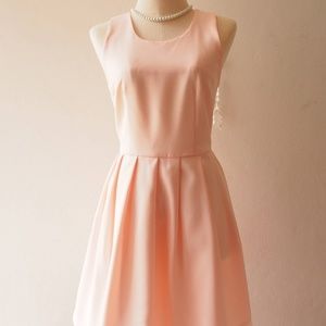 Pale peach bridesmaid dress
